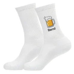 Socken mit Bierkrug & Name personalisiert | Lustige Biersocken für Männer & Bierliebhaber