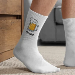 Socken mit Bierkrug & Name personalisiert | Lustige Biersocken für Männer & Bierliebhaber