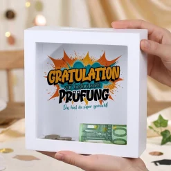 Spardose als Geldgeschenk zu Schulabschluss, Abitur, Bachelor, Master, Prüfung & Führerschein