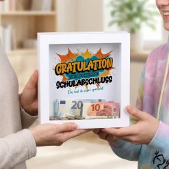 Spardose als Geldgeschenk zu Schulabschluss, Abitur, Bachelor, Master, Prüfung & Führerschein