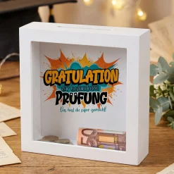 Spardose als Geldgeschenk zu Schulabschluss, Abitur, Bachelor, Master, Prüfung & Führerschein