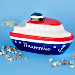 Spardose für die Traumreise | Geldgeschenk für den Urlaub in Form eines Kreuzfahrtschiffs