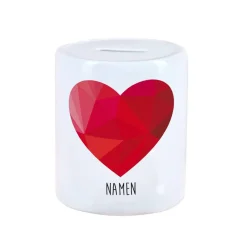 Spardose mit polygonalem Herz und Wunschnamen - Geschenk für Paare -