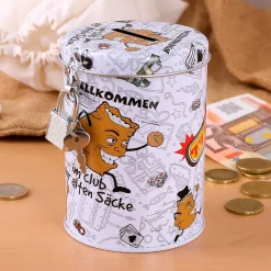 Spardose mit Schloss - alte Säcke
