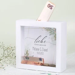 Spardose zur Hochzeit - Liebe ist kein Wort, sondern ein Gefühl - mit Namen