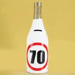 Spar-Flasche mit Verkehrszeichenmotiv mit verschiedenen Zahlen