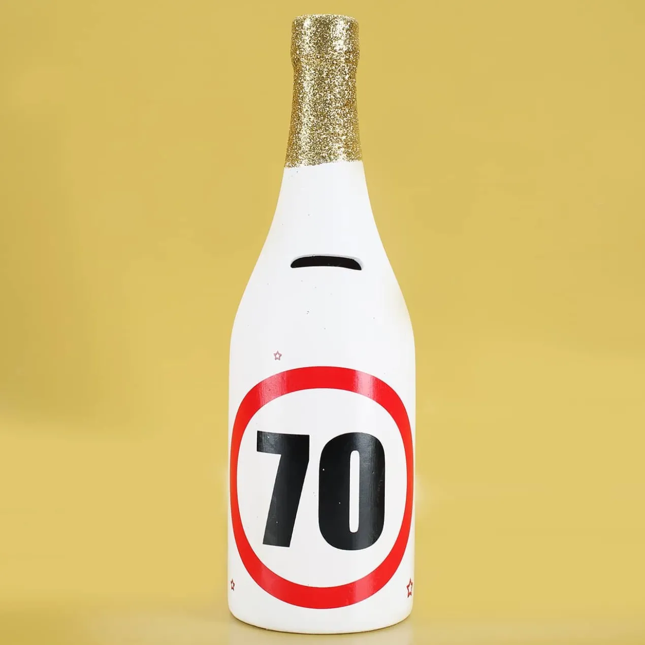 Spar-Flasche mit Verkehrszeichenmotiv mit verschiedenen Zahlen