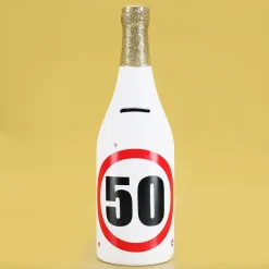 Spar-Flasche mit Verkehrszeichenmotiv mit verschiedenen Zahlen