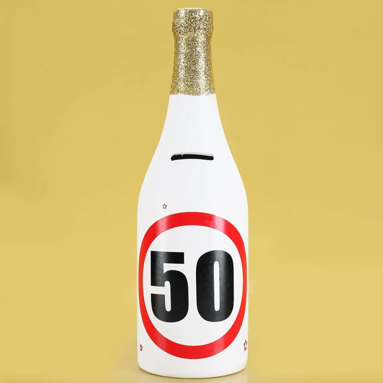 Spar-Flasche mit Verkehrszeichenmotiv mit verschiedenen Zahlen