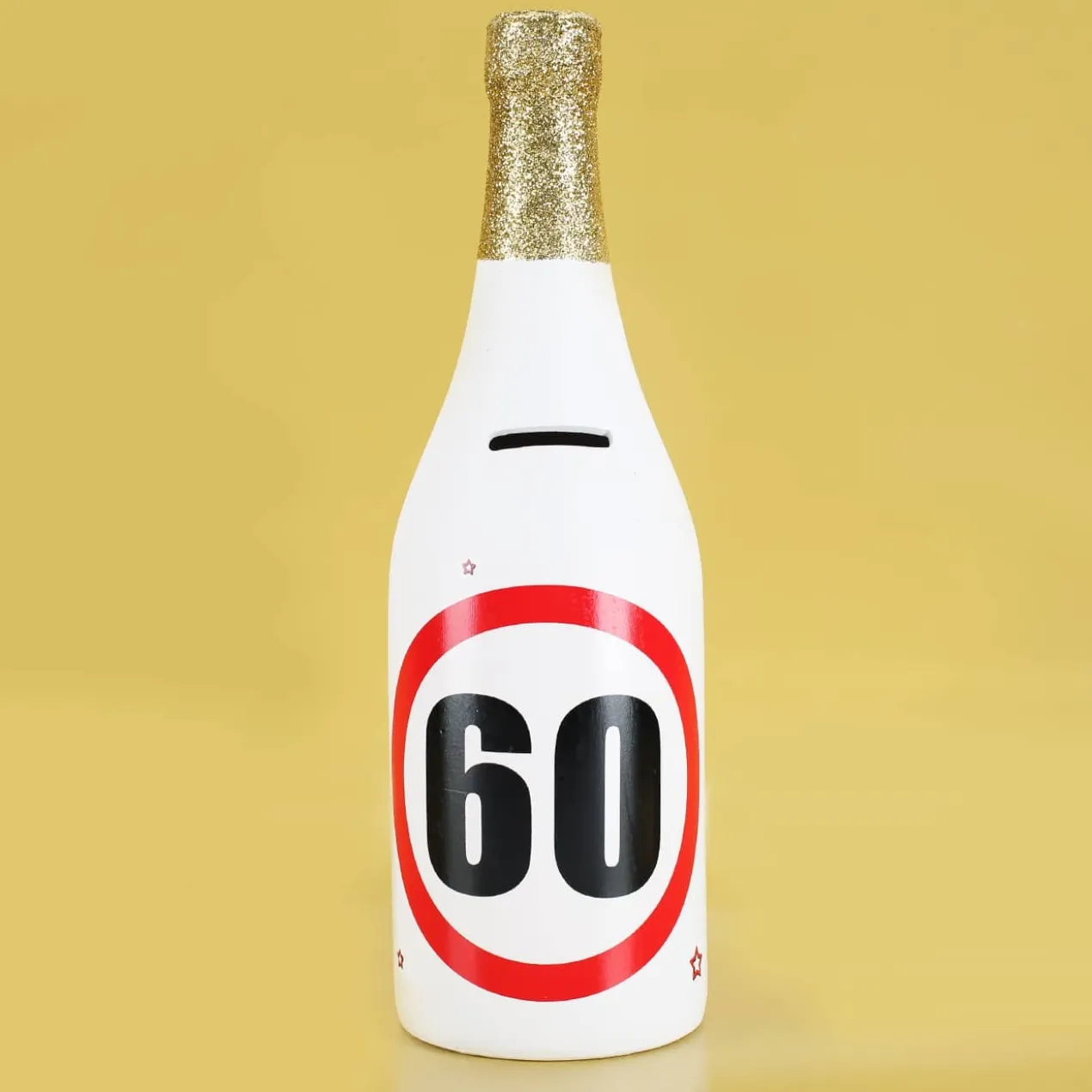 Spar-Flasche mit Verkehrszeichenmotiv mit verschiedenen Zahlen