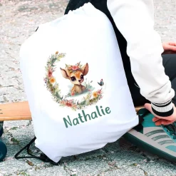 Sportbeutel mit Rehkitz & Name bedruckt