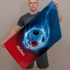 Sporthandtuch personalisiert mit Name als Geschenk für Fußballer | Sport Handtuch mit Fußball Motiv
