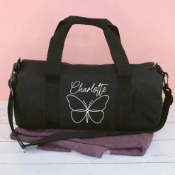 Sporttasche mit Schmetterling Motiv & Name personalisiert | Geschenk zur Einschulung für Mädchen