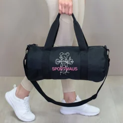 Sporttasche personalisiert mit Name & Sportmaus Motiv | Duffle Bag als Geschenk für Mädchen & Frauen