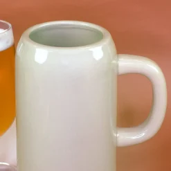 Steingut Bierkrug 'Super Papa' als Geschenk für Väter | Keramik Bierglas 0,5 oder 1 Liter