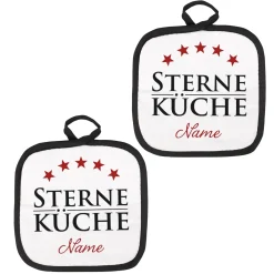 Sterneküche - Topflappen Set mit Namensaufdruck