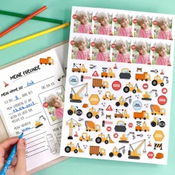 Sticker-Set für kleine Baumeister mit 10 Fotos personalisiert | Aufkleber für Jungen, Kita & Freundebuch