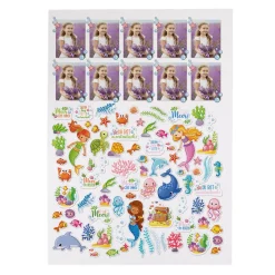Sticker-Set Meerjungfrau mit 10 Fotos personalisiert | Aufkleber mit Meer-Motiven für Mädchen