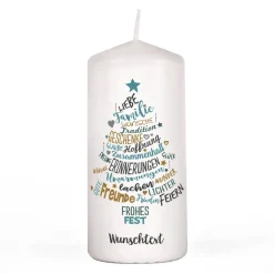 Stimmungsvolle Weihnachts-Kerze mit Wunschtext