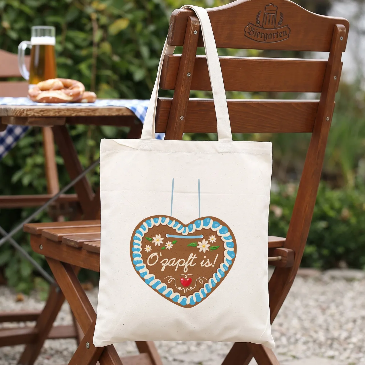 Stoffbeutel mit Lebkuchenherz & Name personalisiert | Tasche für Volksfest, Bierfest & Kirmes