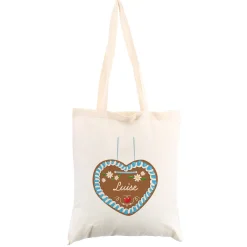 Stoffbeutel mit Lebkuchenherz & Name personalisiert | Tasche für Volksfest, Bierfest & Kirmes