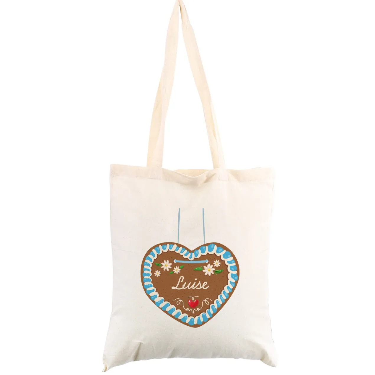 Stoffbeutel mit Lebkuchenherz & Name personalisiert | Tasche für Volksfest, Bierfest & Kirmes