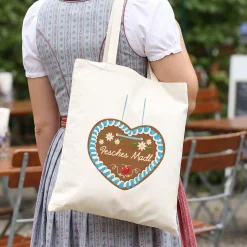 Stoffbeutel mit Lebkuchenherz & Name personalisiert | Tasche für Volksfest, Bierfest & Kirmes