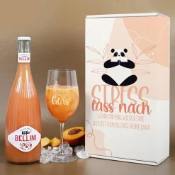 Stress lass nach! - Bellini Geschenkset mit Glas und Box