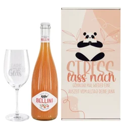 Stress lass nach! - Bellini Geschenkset mit Glas und Box