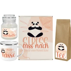 Stress lass nach! - Geschenkset mit Tee, Tasse und Duftkerze