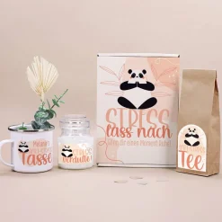 Stress lass nach! - Geschenkset mit Tee, Tasse und Duftkerze