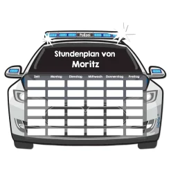 Stundenplan magnetisch - Polizeiauto - mit Name