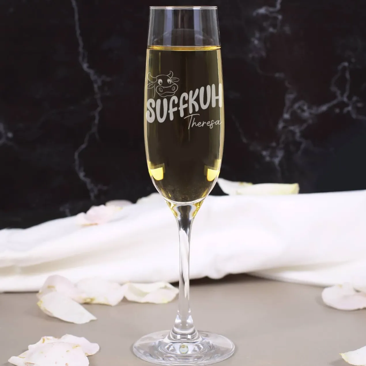 Suffkuh - Sektglas mit Namensgravur