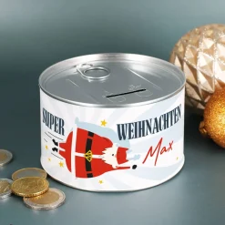 Super Weihnachten - Spardose zum Aufreißen mit Ihrem Wunschnamen