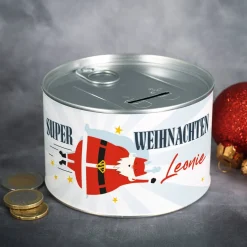 Super Weihnachten - Spardose zum Aufreißen mit Ihrem Wunschnamen