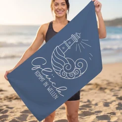 Surfer Sporthandtuch 'Glück kommt in Wellen' | Sport Handtuch schnelltrocknend zum Surfen