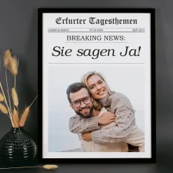 Tageszeitung - Bilderrahmen als Geschenk zur Hochzeit, Geburtstag, Mutter- und Vatertag