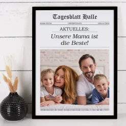 Tageszeitung - Bilderrahmen als Geschenk zur Hochzeit, Geburtstag, Mutter- und Vatertag