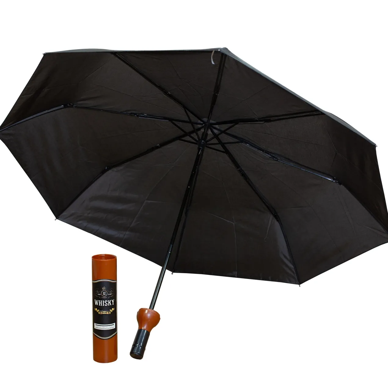 Taschen Regenschirm als Whiskyflasche