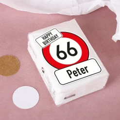 Taschentücher zum Geburtstag mit Verkehrszeichen, Name und Alter bedruckt