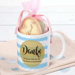 Tasse - Danke - optional mit Lindt Herzen gefüllt