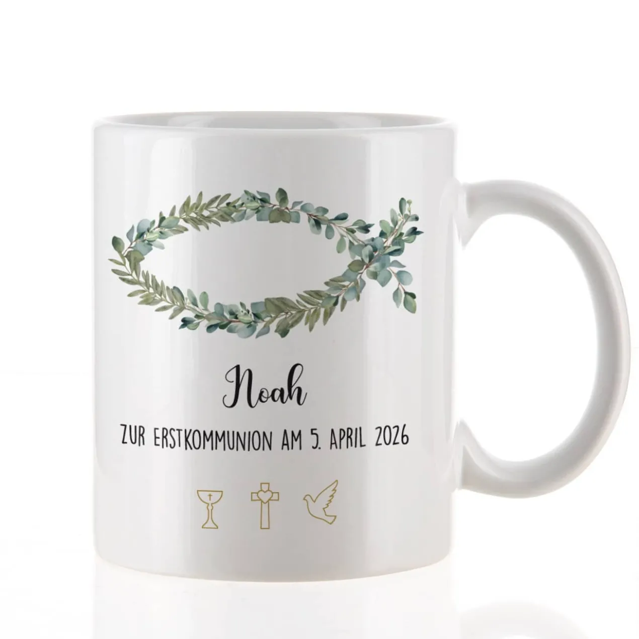 Tasse - Eukalyptus Fisch - zur Kommunion, Konfirmation oder Taufe