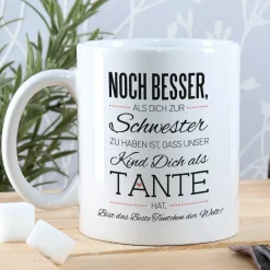 Tasse für die beste Schwester und Tante mit Spruch und Ihrem Wunschtext