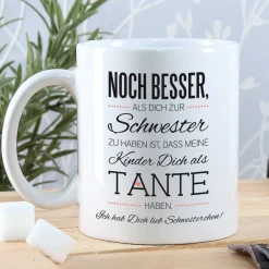 Tasse für die beste Schwester und Tante mit Spruch und Ihrem Wunschtext