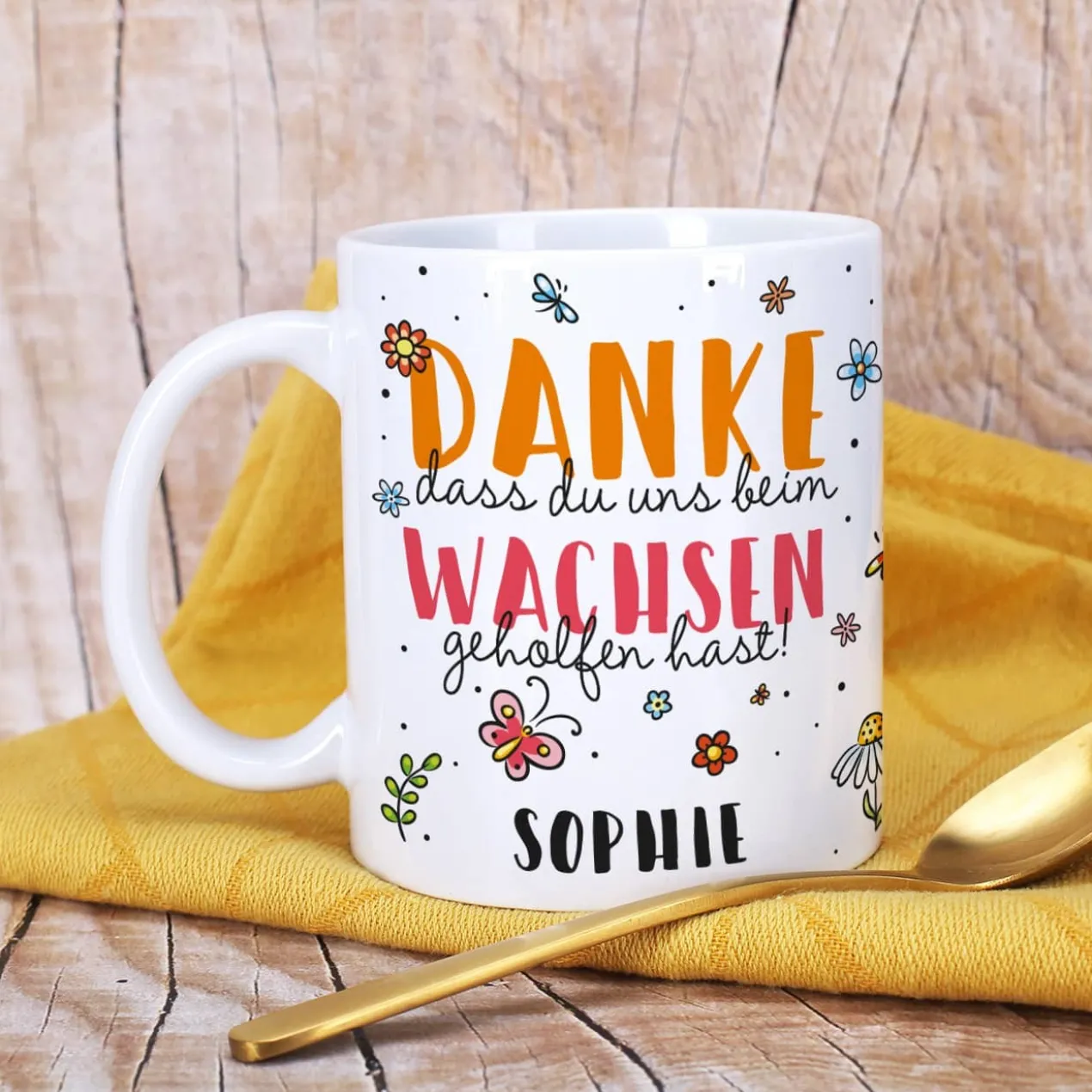 Tasse für Erzieher - Danke, dass du uns beim Wachsen geholfen hast!