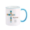Tasse für Jungen zur Kommunion, Konfirmation oder Taufe mit Kreuz, Name und Wunschtext