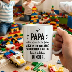 Tasse für Papa mit Spruch wenigstens hast du keine hässlichen Kinder