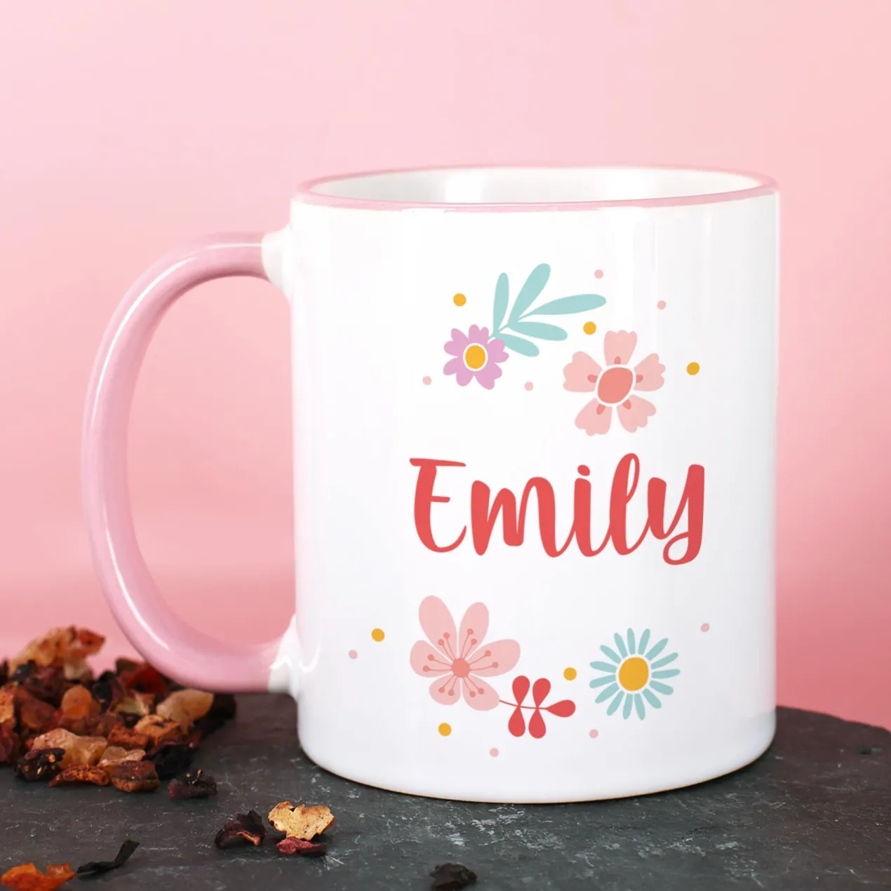 Tasse "Gönn dir mal ne Mauszeit" personalisiert mit Name | Rosa Rand & Henkel