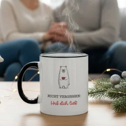 Tasse 'Hab dich lieb' mit Bärenmotiv | Liebevolle Keramiktasse für Partner, Familie & Freunde