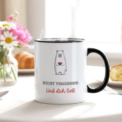 Tasse 'Hab dich lieb' mit Bärenmotiv | Liebevolle Keramiktasse für Partner, Familie & Freunde